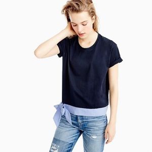 J. Crew side tie hem navy blue shirt size small